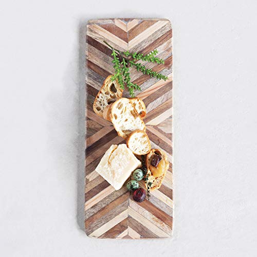 Creative Co-Op Mango Wood Cheese Chevron Pattern Cutting Board, 14.5" x 6", Natural