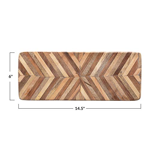 Creative Co-Op Mango Wood Cheese Chevron Pattern Cutting Board, 14.5" x 6", Natural