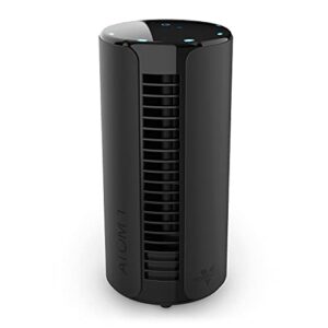 vornado atom 1 oscillating tower fan, small air circulator with 4 speeds, touch controls