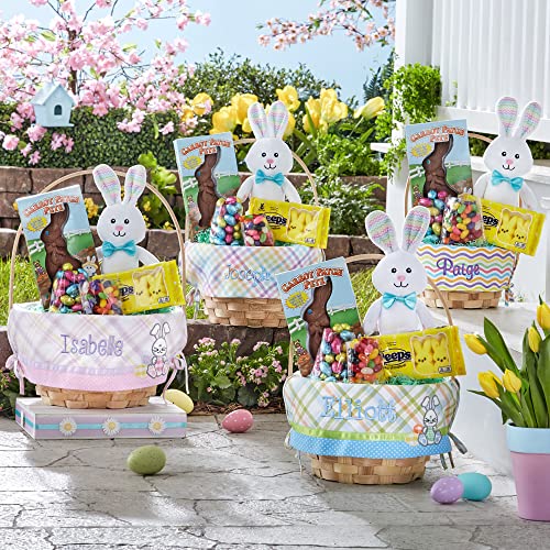 Let's Make Memories Personalized Create Your Own Wicker Easter Basket – Blue Bunny Design - Basket Only - Customize with Any Name - Medium