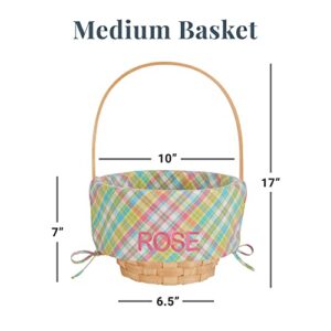 Let's Make Memories Personalized Create Your Own Wicker Easter Basket – Blue Bunny Design - Basket Only - Customize with Any Name - Medium