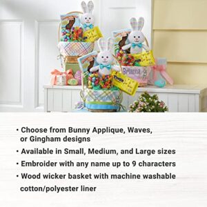 Let's Make Memories Personalized Create Your Own Wicker Easter Basket – Blue Bunny Design - Basket Only - Customize with Any Name - Medium