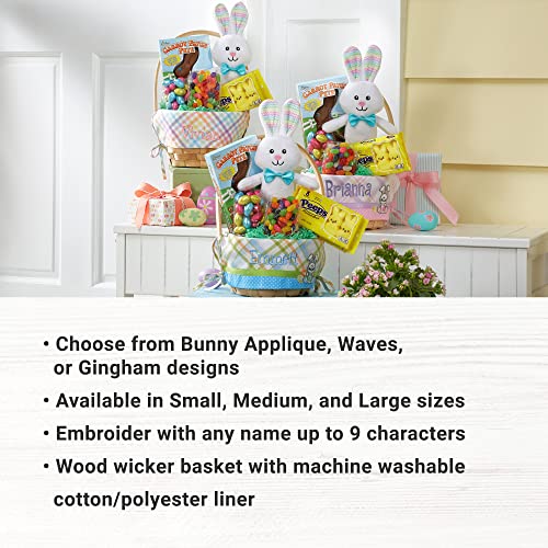 Let's Make Memories Personalized Create Your Own Wicker Easter Basket – Blue Bunny Design - Basket Only - Customize with Any Name - Medium