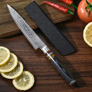 Utility Chef Knife 6 Inch Chef knife Japanese Damascus Utility Kitchen Knife Japanese Paring Knife Damascus Steel High Carbon 67-Layer Ultra Sharp Kitchen Meat Cutting Gyuto Chef Knife [Gift Box]