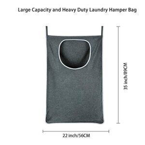 KINGSUSLAY Hanging Laundry Hamper, Over The Door Laundry Hamper and Hanging Laundry Bag, Extra Large Space Saving Hanging Hamper with 2 Types Hooks (35x 22Inch, Heather Grey)