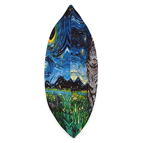 Sagittarius Gallery Gray Tabby Tiger Cat Starry Night Moon and Stars Art by Aja Throw Pillow, 16x16, Multicolor