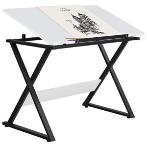 yaheetech drafting table for artists art desk drawing painting studying table w/tilted tabletop art craft work station for adults teens home office school use