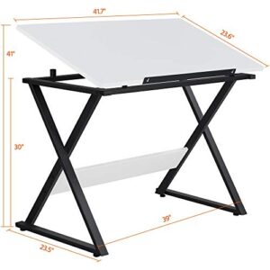 Yaheetech Drafting Table for Artists Art Desk Drawing Painting Studying Table w/Tilted Tabletop Art Craft Work Station for Adults Teens Home Office School Use