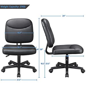 Topeakmart Task Desk Chair Height Adjustable Chair Computer Faux Leather Chair Without Arms, Black