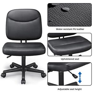 Topeakmart Task Desk Chair Height Adjustable Chair Computer Faux Leather Chair Without Arms, Black