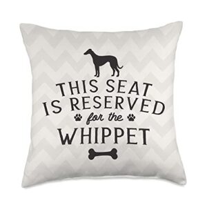whippet funny gift this seat reserved for whippet mom dad gift throw pillow, 18x18, multicolor