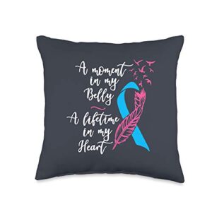 moment in my belly lifetime in my heart present moment in belly lifetime in heart infant loss miscarriage throw pillow, 16x16, multicolor