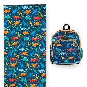 wildkin 12 inch kids backpack bundle with nap mat cover (jurassic dinosaurs)