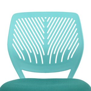 FurnitureR Writing Task Chair 360 Swivel,Low Mid PP Mesh Back Fabric Seat, Height Adjustable, Rolling Castor,W15.7”xD15.2”x H29.5-34.2",Turquoise