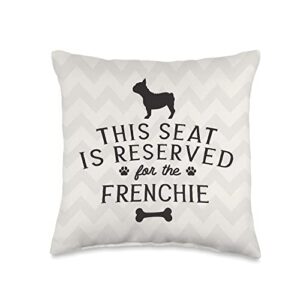 french bulldog frenchie funny gift this seat reserved for french bulldog frenchie mom dad gift throw pillow, 16x16, multicolor