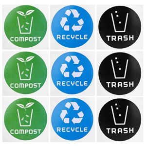 pack of 60 recycle stickers trash stickers trash bin label premium vinyl sticker recycling decals for trash can compost bin indoor home kitchen & office recycle bin plastic trash recycle stickers