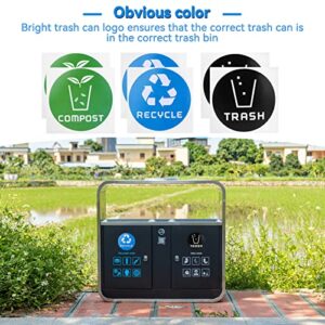 Pack of 60 Recycle Stickers Trash Stickers Trash Bin Label Premium Vinyl Sticker Recycling Decals for Trash Can Compost Bin Indoor Home Kitchen & Office Recycle Bin Plastic Trash Recycle Stickers