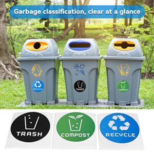 Pack of 60 Recycle Stickers Trash Stickers Trash Bin Label Premium Vinyl Sticker Recycling Decals for Trash Can Compost Bin Indoor Home Kitchen & Office Recycle Bin Plastic Trash Recycle Stickers