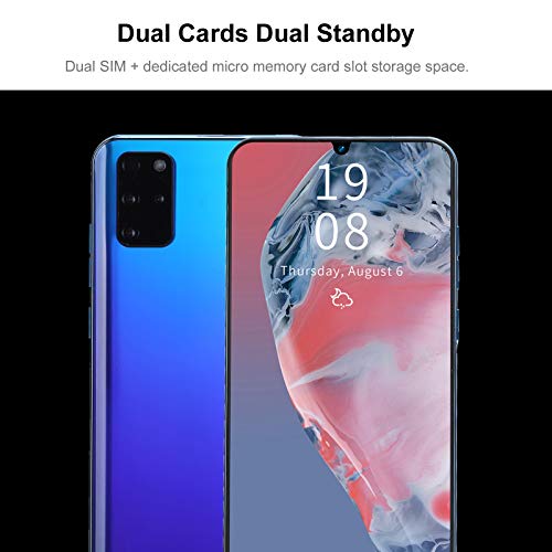 Unlock Smart Phone, 7.2in for Waterdrop Screen Dual Cards Dual Standby Smartphone 1+16GB QuadCore Moblie Phone 2MP 5MP Autofocus Double Cameras(Blue)