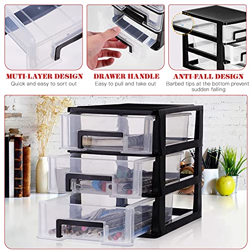 VORCOOL Two/Three/Four-Layer Storage Cabinet Plastic Drawer Type Closet Portable Multifunction Storage Rack Organizer Furniture (Black and Transparent)