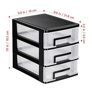 VORCOOL Two/Three/Four-Layer Storage Cabinet Plastic Drawer Type Closet Portable Multifunction Storage Rack Organizer Furniture (Black and Transparent)