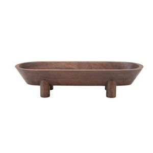 bloomingville mango wood footed tray, walnut finish bowl, brown