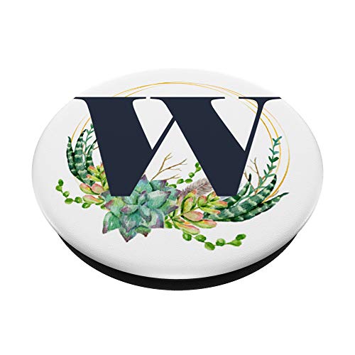 Watercolor Succulent Monogram Letter W PopSockets PopGrip: Swappable Grip for Phones & Tablets