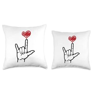 American Deaf Designs & Valentine's Day Gifts ASL I Love You Hand Heart Sign Language Throw Pillow, 16x16, Multicolor