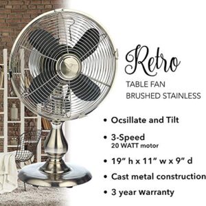 Deco Breeze Oscillating Desktop Fan - Whisper Quiet Cooling Table Fan, 10” Indoor Desktop Fan for Your Bedroom, Office, Shop, House (Silver_Table)