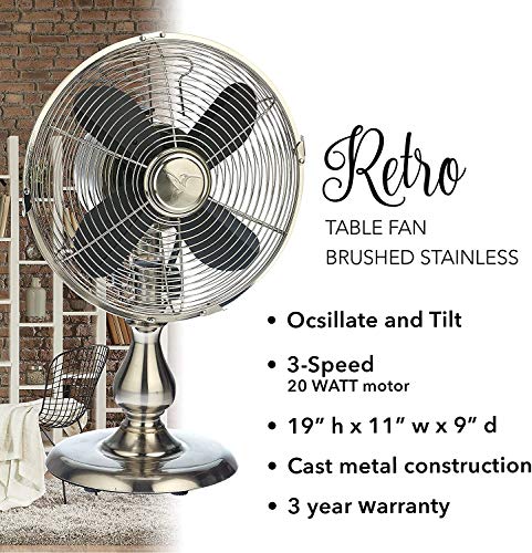 Deco Breeze Oscillating Desktop Fan - Whisper Quiet Cooling Table Fan, 10” Indoor Desktop Fan for Your Bedroom, Office, Shop, House (Silver_Table)