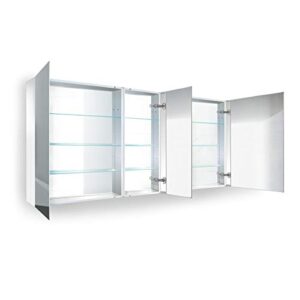 krugg 60 inch tri-view medicine cabinet | recess or surface mount | blum hinge 170 degree soft close | (60"x30"