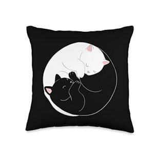 yin yang cat design yin yang cat throw pillow, 16x16, multicolor