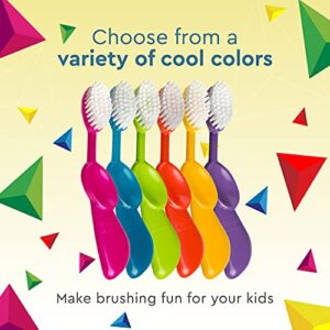 RADIUS Kidz Toothbrush Children's Right Hand BPA Free ADA Accepted Designed to Clean Teeth & Gums for Children 6 Years & Up - Green Blue Orange - Pack of 3