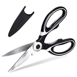 jubaay kitchen scissors upgraded version with blade cover, used to cut chicken, poultry, fish, quality stainless steel can cut bones easily make your meal preparation easier…
