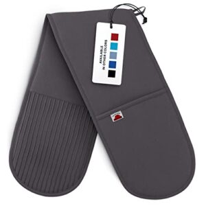 big red house double oven mitt with the heat resistance of silicone and flexibility of cotton, recycled cotton infill, terrycloth lining, 480 f heat resistant, gray