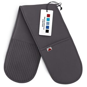 Big Red House Double Oven Mitt with The Heat Resistance of Silicone and Flexibility of Cotton, Recycled Cotton Infill, Terrycloth Lining, 480 F Heat Resistant, Gray