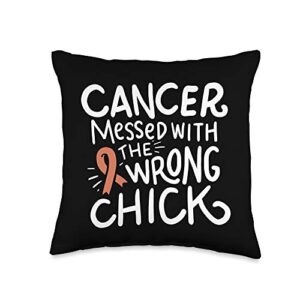 uterine cancer awareness cancer ribbons uterine cancer survivor fight endometrial chemo gift ribbon throw pillow, 16x16, multicolor