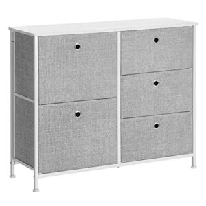 songmics storage chest dresser 5 fabric drawers closet apartment dorm nursery, 33.5 x 11.8 x 27.6 inches, light gray