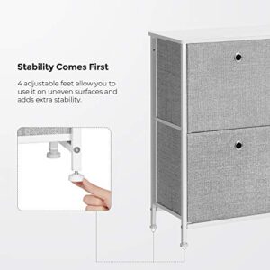 SONGMICS Storage Chest Dresser 5 Fabric Drawers Closet Apartment Dorm Nursery, 33.5 x 11.8 x 27.6 Inches, Light Gray