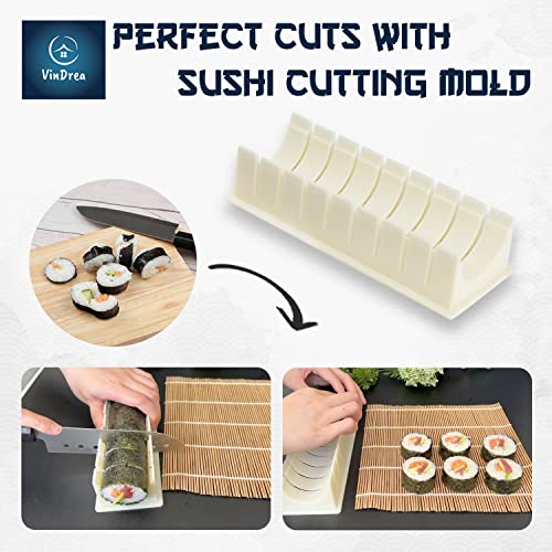 VinDrea Sushi Making Kit For Beginners - Bazooka Roller Kits - Bamboo Rolling Tools - Easy DIY Sushi Maker Set - A Fun Way To Make Your Own Sushi At Home - Enjoy Homemade Sushi With Kids - Gift Sets