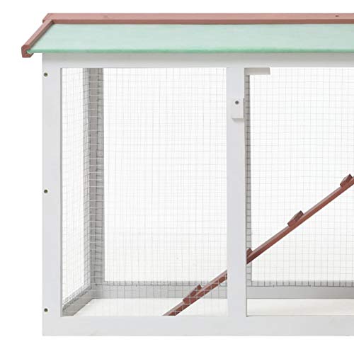 Tidyard Large Rabbit Hutch with Pull Out Tray and Run Outdoor Wooden Chicken Coop House Bunny Hen Pet Guinea Pig Small Animal Cage 57.1 x 17.7 x 33.5 Inches (L x W x H)