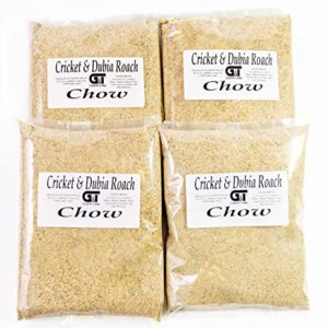 Cricket and Dubia Roach Chow (4 Lbs.) - Kit Includes 4 Pounds of Feed, 1 oz. Water Gel Crystals, and Two lids for Feed and Water Bowls. Premium Chow to Raise Your Feeder Crickets and Dubia Roaches