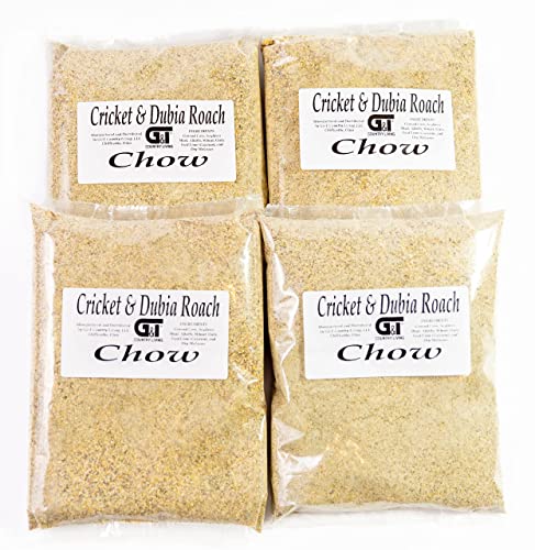 Cricket and Dubia Roach Chow (4 Lbs.) - Kit Includes 4 Pounds of Feed, 1 oz. Water Gel Crystals, and Two lids for Feed and Water Bowls. Premium Chow to Raise Your Feeder Crickets and Dubia Roaches