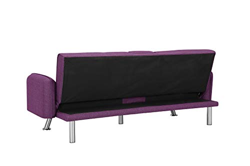 Good Sleeper Sofa Couch Convertible Twin Size Futon Sofa Bed for Small Rooms Office Gust Room, Metal Chrome Middle Legs (Fabric Purple)