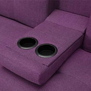 Good Sleeper Sofa Couch Convertible Twin Size Futon Sofa Bed for Small Rooms Office Gust Room, Metal Chrome Middle Legs (Fabric Purple)