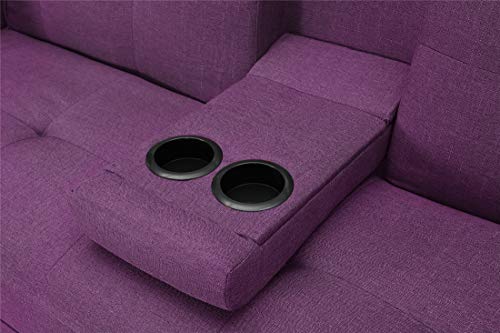 Good Sleeper Sofa Couch Convertible Twin Size Futon Sofa Bed for Small Rooms Office Gust Room, Metal Chrome Middle Legs (Fabric Purple)