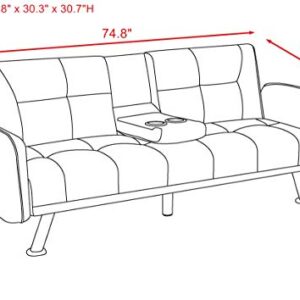 Good Sleeper Sofa Couch Convertible Twin Size Futon Sofa Bed for Small Rooms Office Gust Room, Metal Chrome Middle Legs (Fabric Purple)