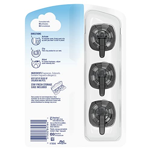 Febreze Unstopables Car Odor-Fighting Car Freshener Vent Clip Fresh, .07 fl oz. Car Vent Clip, Pack of 3