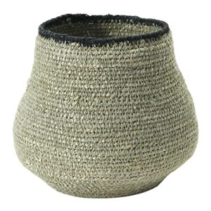 bloomingville hand-woven seagrass, grey & black basket