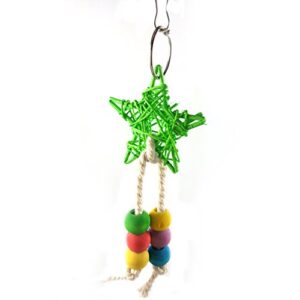 SONGBIRDTH Parrot Chew Toys - Colorful Bead Bird Five-Point Star Shape Cage Swing Chewing Climbing Parrot Toy for Medium and Small Parrot Random Color